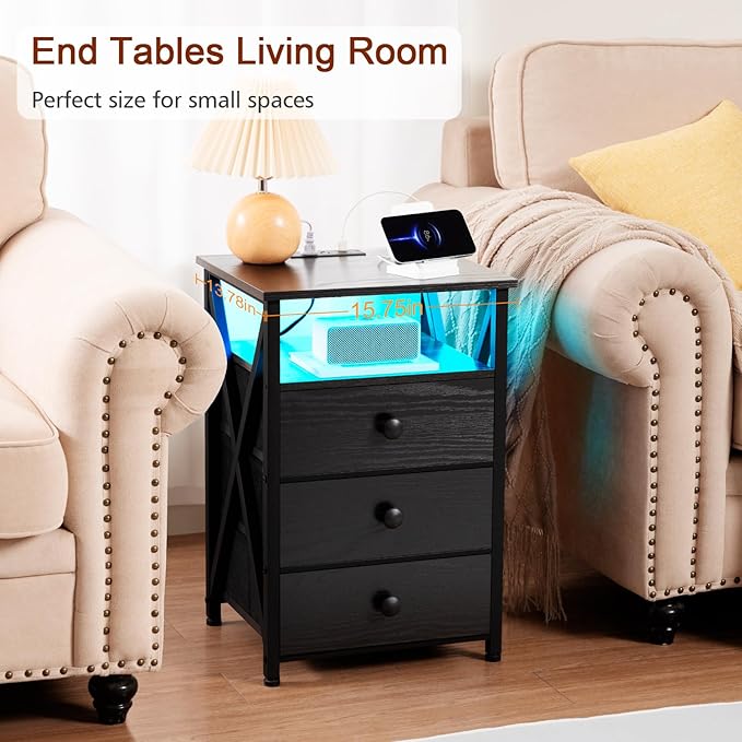 AMHANCIBLE Night Stand Set 2, LED Nightstand - Image 7