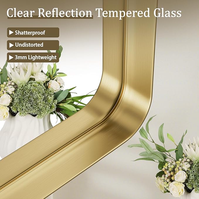 Bathroom Mirror 24x32 inch, Modern Round Corner Bathroom Vanity Mirror - Image 3