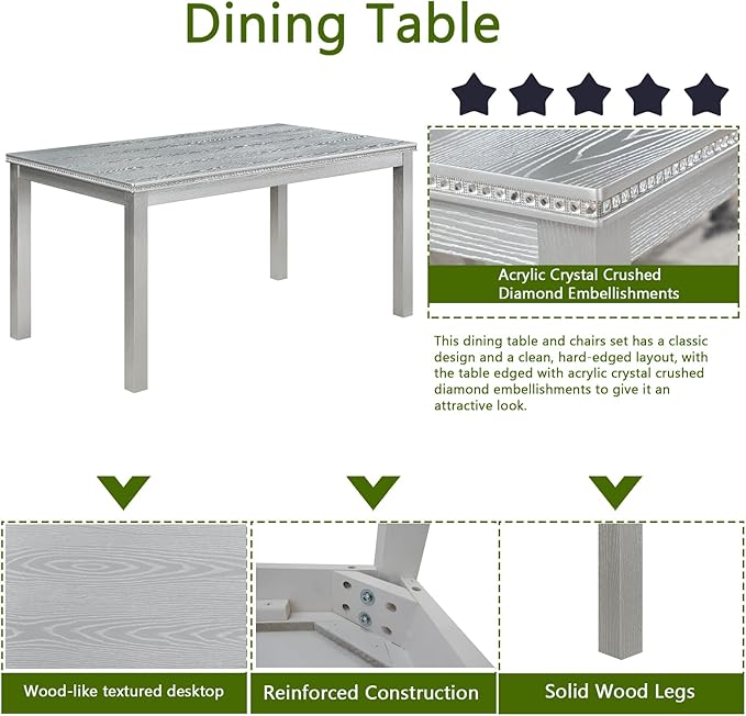 KEIKI 6-Piece Standard Height Dining Table Set - Image 5