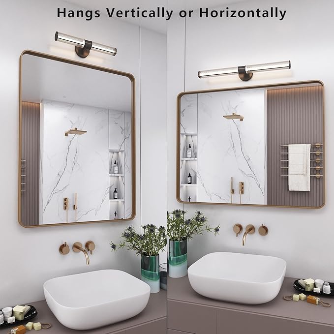 60x40 Gold Bathroom Mirror, Brushed Metal Frame Gold Vanity Mirror, Large - Image 5
