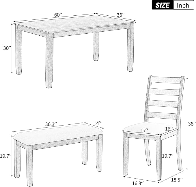 Merax 6-Piece Wooden Rectangular Dining Table Set - Image 7