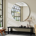 Black Round Bathroom Mirror, 42 inch Large Circle Wall Mounted Hanging Mirror by VooBang