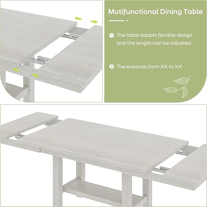 7-Piece Solid Wood Dining Table Set - Image 3