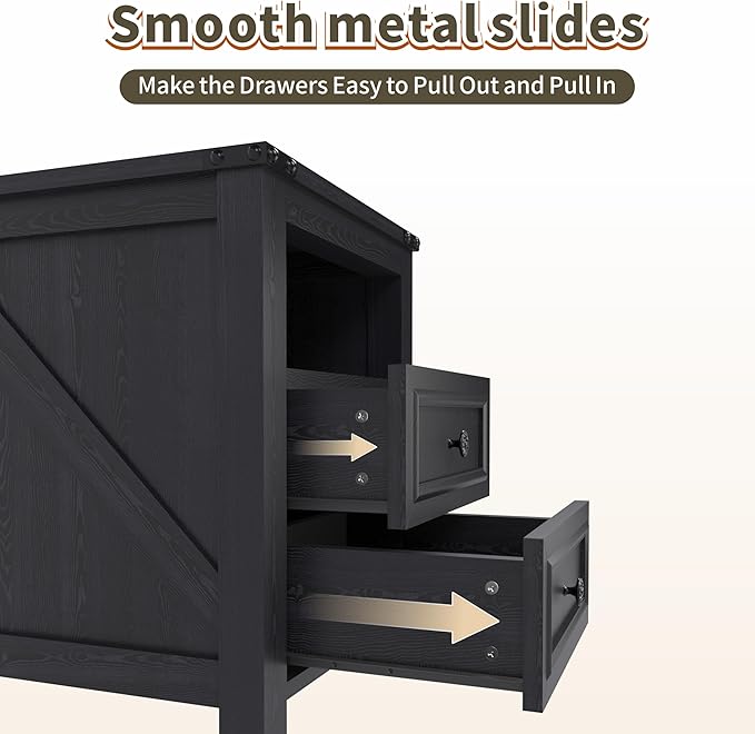 Vipbear Nightstand Set of 2, 18” Wide Farmhouse Night Stand - Image 7