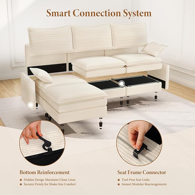Vesgantti 142" U Shaped Sectional Couch, Comfy Cloud Modular Sectional Sofa - Image 5