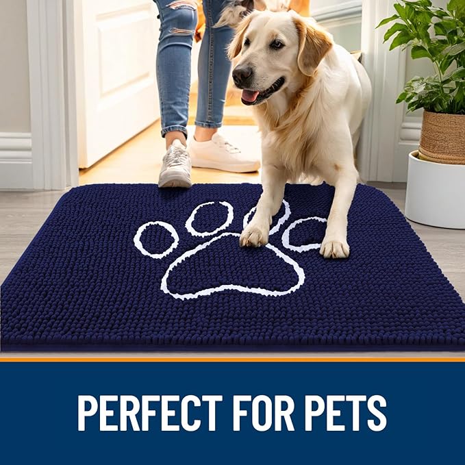 OLANLY Door Mat for Muddy Dog Paws 48x30, Ultra Absorbent Chenille Mud Doormat - Image 6