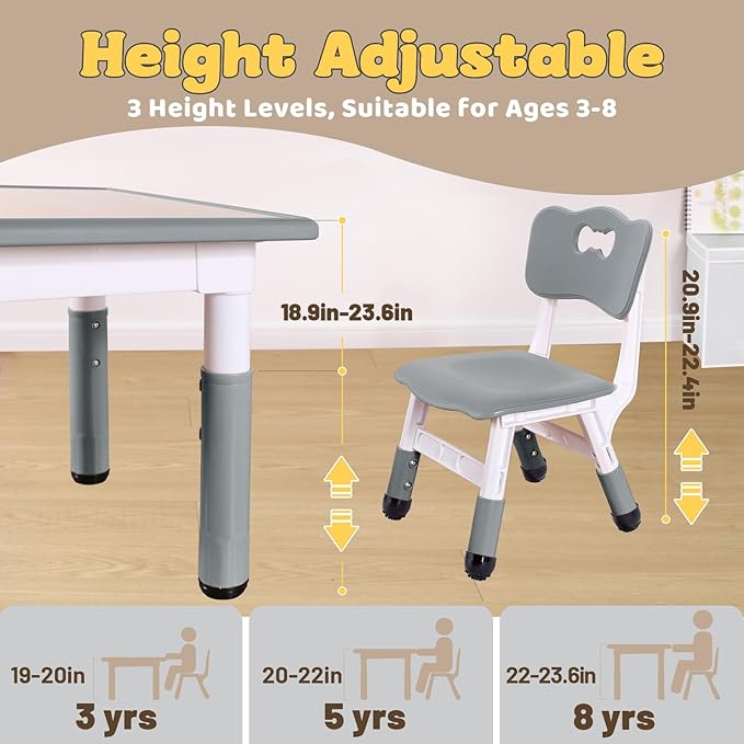 FUNLIO Kids Table and 2 Chairs Set - Image 3