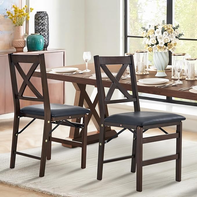 COLAMY Folding Dining Chairs Set of 2, Foldable Chairs - Image 2