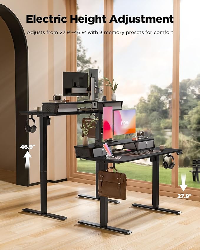 55x24 Inch Standing Desk with Double Drawers, C-Clamp Mount Compatible - Image 5