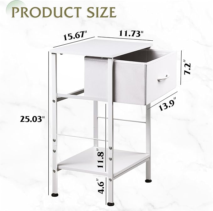 WLIVE Night Stand Set 2, End Tables Dresser - Image 3