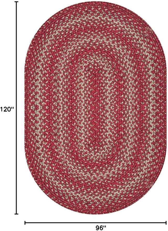 Homespice Apple Pie Jute Red 8x10' Braided Oval Area Rugs - Image 2