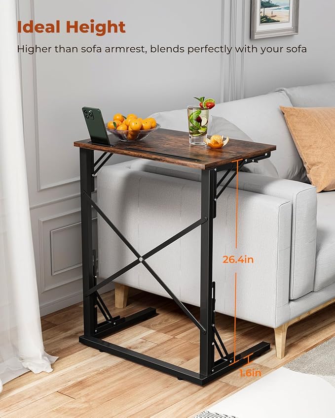 21''Wx28''H Folding TV Tray for Eating, Small Foldable C-Shaped Tray Table - Image 8