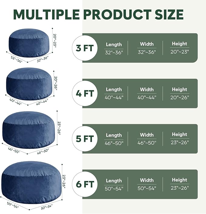 4 Ft Bean Bag Chairs for Adults/Teens - Image 5