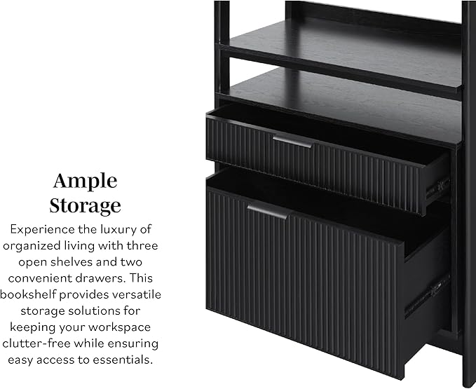 Walker Edison Transitional Open Reeded 4-Shelf Bookshelf - Image 10