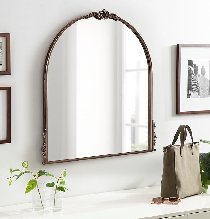 Kate and Laurel Myrcelle Ornate Vintage Arched Mirror, 30 x 32, Decorative Wide - Image 3