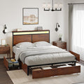 Queen Bed Frame with Storage Headboard and 4 Drawers Bed Frame Queen Size with by HAUSOURCE