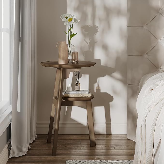 ChooChoo Round End Table for Small Spaces, Narrow Side Table, Accent Table - Image 6