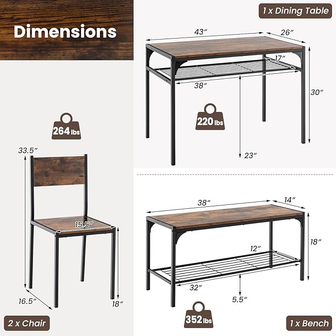 Giantex Dining Table Set for 4, Kitchen Table - Image 7