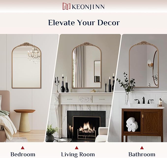 Keonjinn Gold Vintage Arched Mirror - Image 8