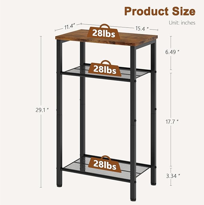 Hoctieon 3 Tier End Table, Telephone Table, Narrow Side Table - Image 3