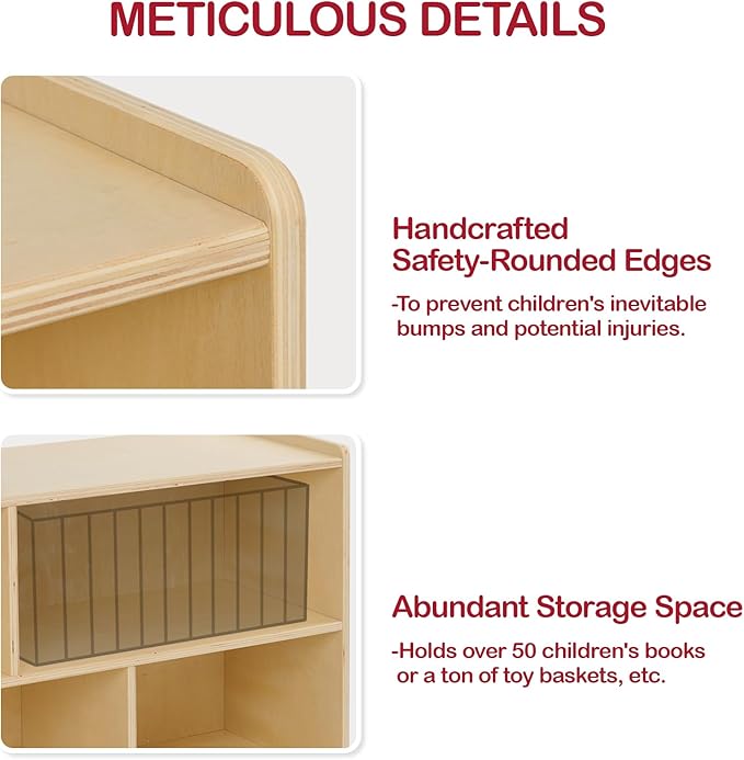 Monläurd® 100% Birch Cabinet, 8-Section Montessori Wooden Bookshelf & Storage - Image 5
