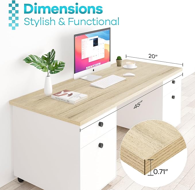 Kaboon Universal Tabletop 45"x20", Solid One-Piece Melamine Table Top, Double - Image 3