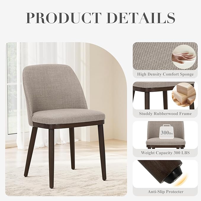 COLAMY Upholstered Dining Chairs Set of 4, Modern Kitchen Chairs - Image 5