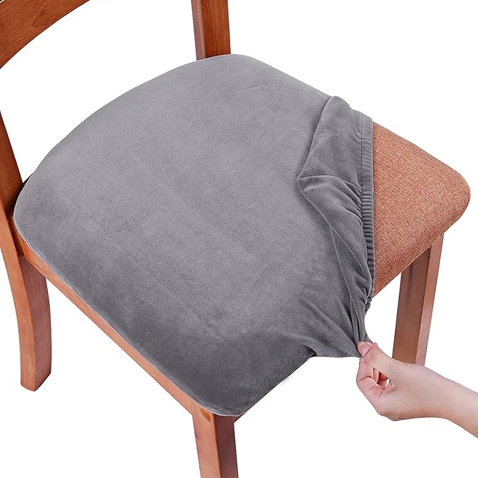 Smiry Velvet Seat Covers for Dining Room Chair Set of 2, Stretch Fit Removable by Smiry