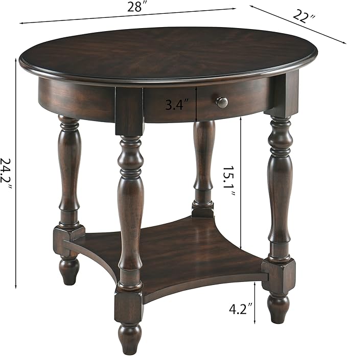 LEEMTORIG Oval Round End Table - Image 3