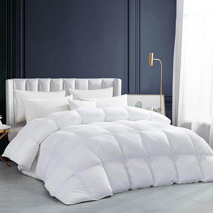 Luxurious White Solid Heavy Weight, California King Size Goose Feathers Down by EgyptianBedding