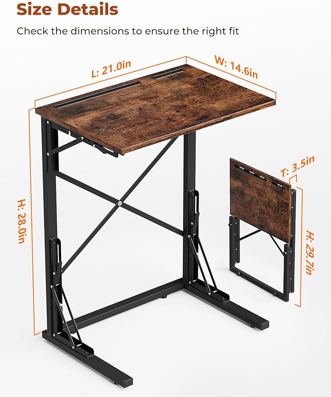 21''Wx28''H Folding TV Tray for Eating, Small Foldable C-Shaped Tray Table - Image 3
