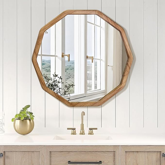 ULIKE Wood Mirror for Wall, 30 Inch Rustic Farmhouse Mirror - Image 3