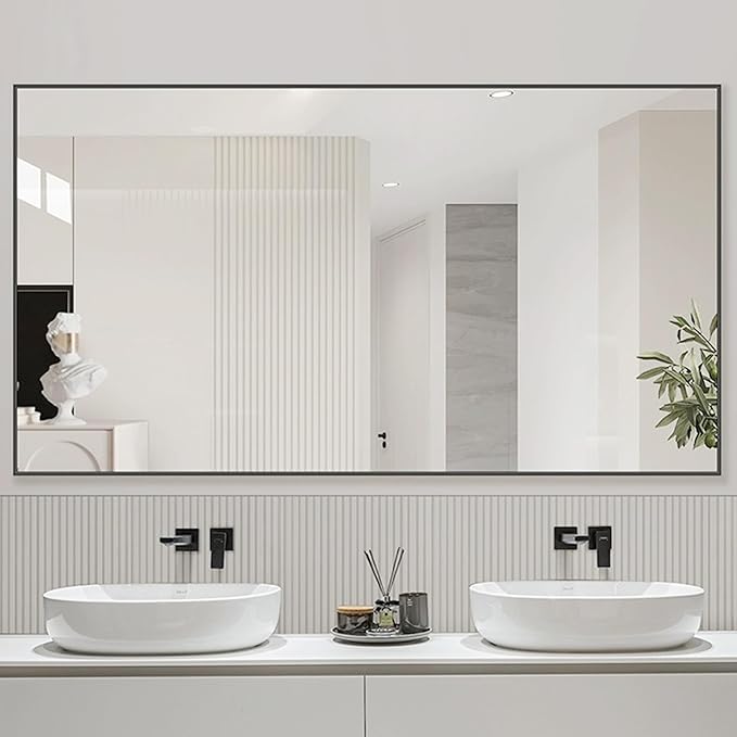 60x36 Inch Black Bathroom Mirror by Bonverre