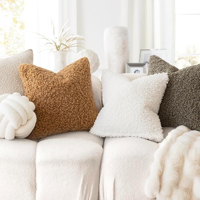 Foindtower 2 Pieces 20x20 Inch Sage Green, Faux Fur Throw Pillow Cover Accent - Image 4