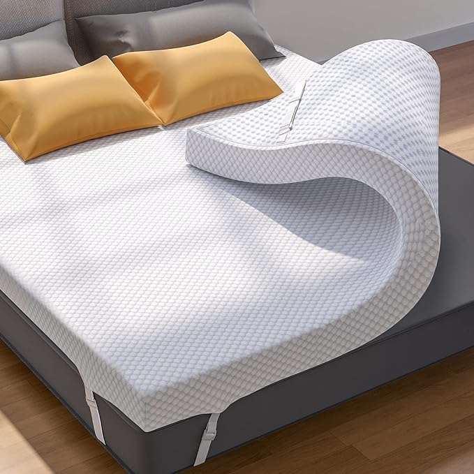 PERLECARE 4 Inch Gel Memory Foam Mattress Topper, Premium Soft, Removable & by PERLECARE-Becausewecare%E2%80%A6