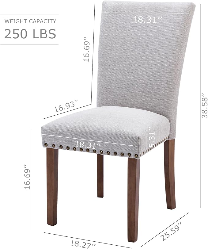 COLAMY Upholstered Parsons Dining Chairs Set of 4, Fabric Dining Room Kitchen - Image 2
