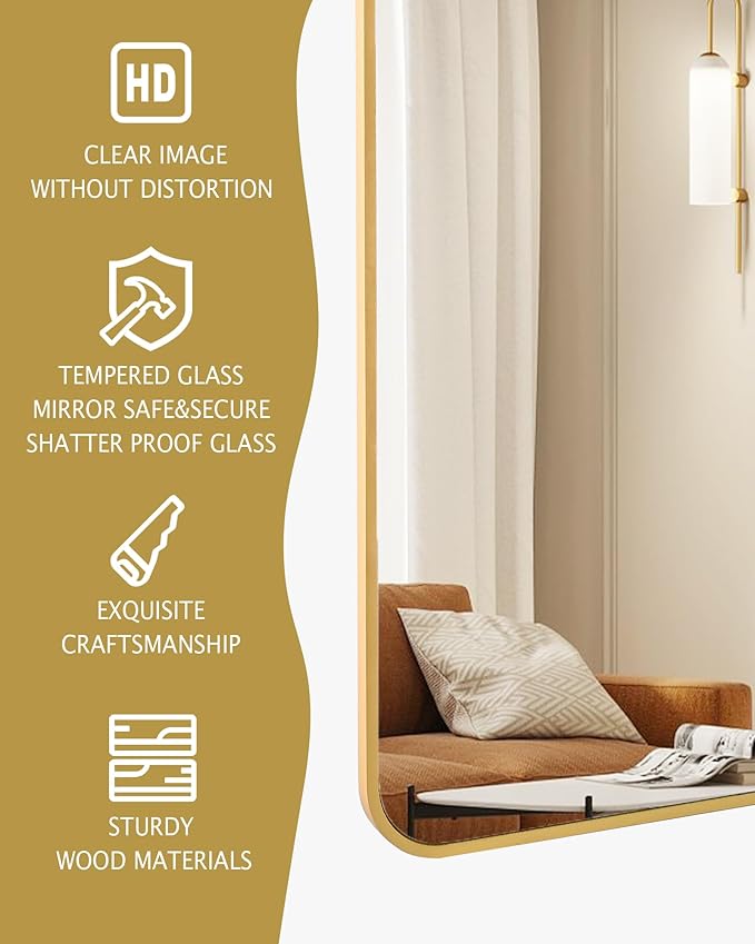 Black Bathroom Mirror, Rectangle 24 x 36 Inch Vanity Wall Mirror, Modern Mirror - Image 5