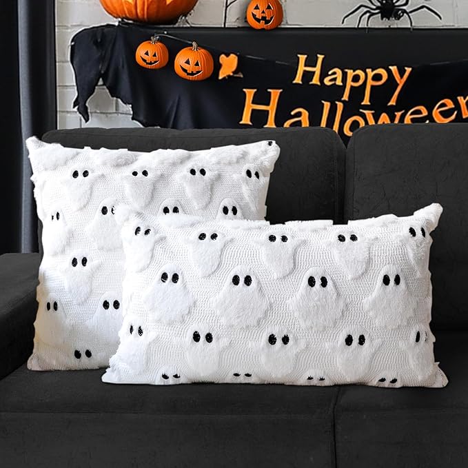 4TH Emotion Halloween Ghost Decorative Lumbar Pillow Covers 12x20 Set of 2 - Image 4