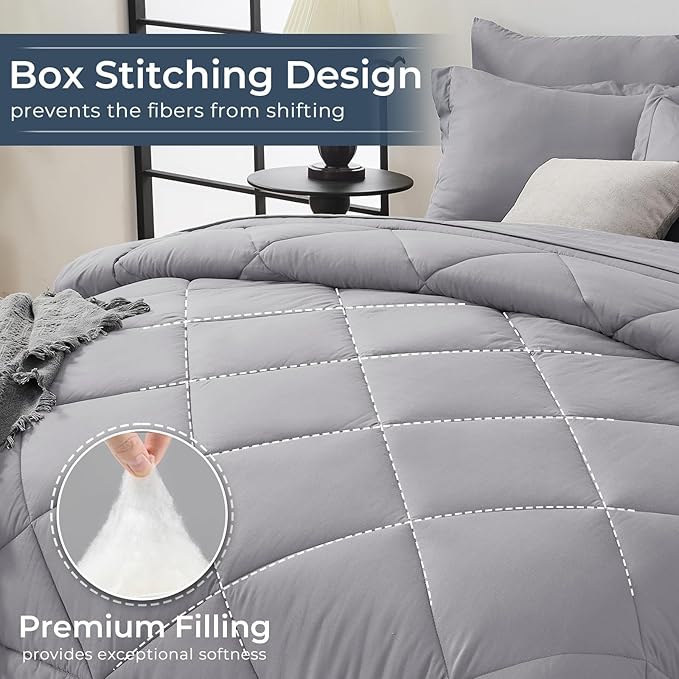 HEVUMYI Light Grey Twin-XL Comforter Set - Image 4