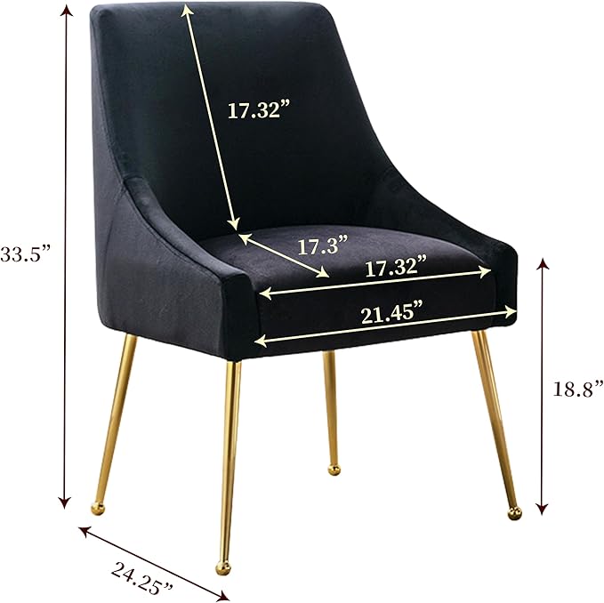 Modern Velvet Dining Chairs Set of 2, Contemporary Upholstered Furniture - Image 3