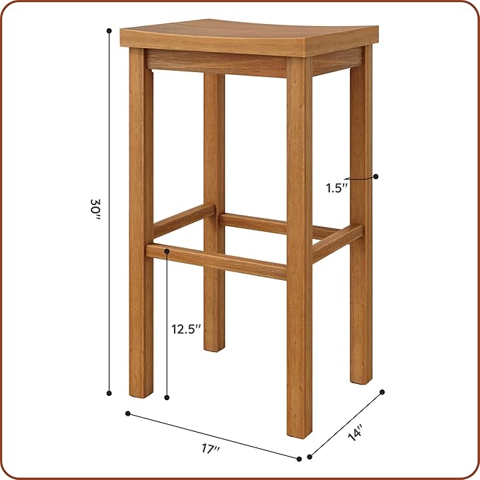 Grain & Grove Smith Collection Set of 4 Solid Wood Bar Stools, 30 inch - Image 2