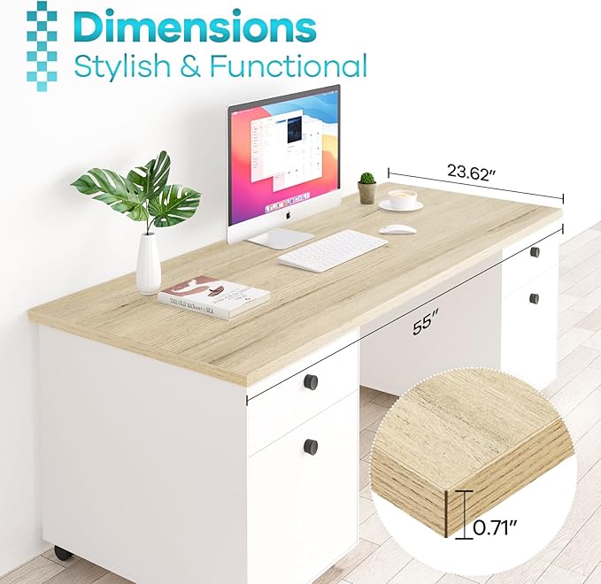 Kaboon Universal Tabletop 55"x23.62" Solid One-Piece Melamine Table Top - Image 4