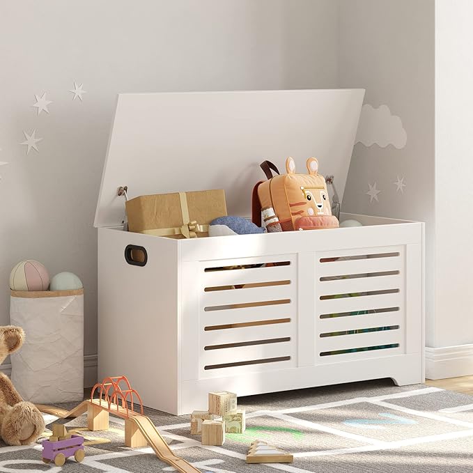 DINZI LVJ Storage Chest, Flip-Top Wooden Toy Box - Image 2