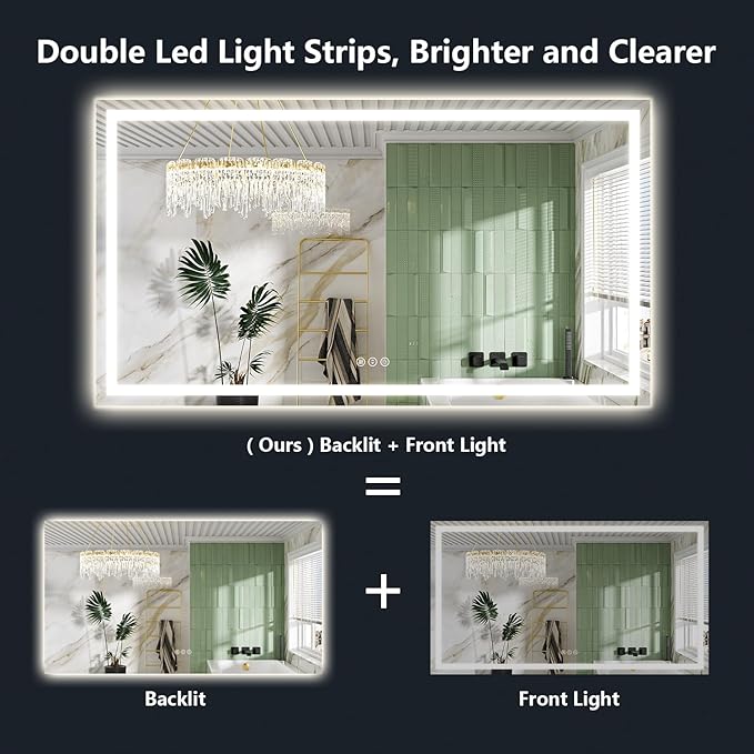 72x40 Inch LED Bathroom Mirror - Image 2