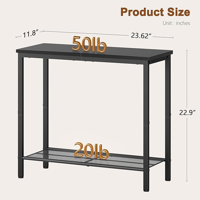 Hoctieon 2 Tier End Table, Sofa Side Table, Narrow Side Shelf - Image 3