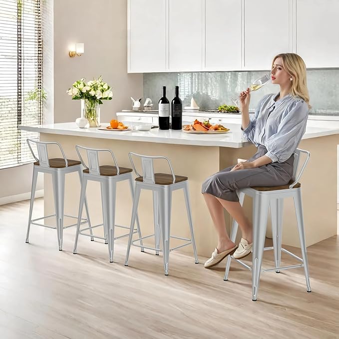 26 Inch Swivel Bar Stools Set of 4, Counter Height Bar Stools - Image 8