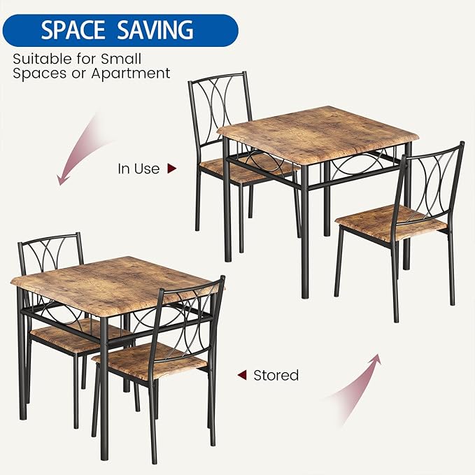 IDEALHOUSE Dining Table Set for 2, Kitchen Table and Chairs for 2, Rectangular - Image 6