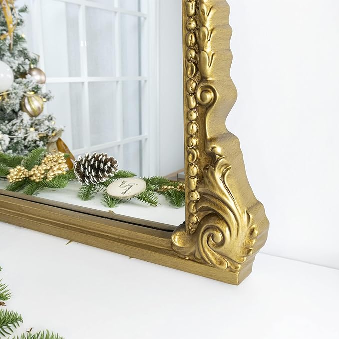 Traditional Ornate Floor Mirror Gold Arched Framed Full Length Wall Mirror - Image 7