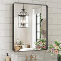 WEER Black Bathroom Vanity Mirror 20X28 Inch, Rounded Rectangle Black Metal by WEER