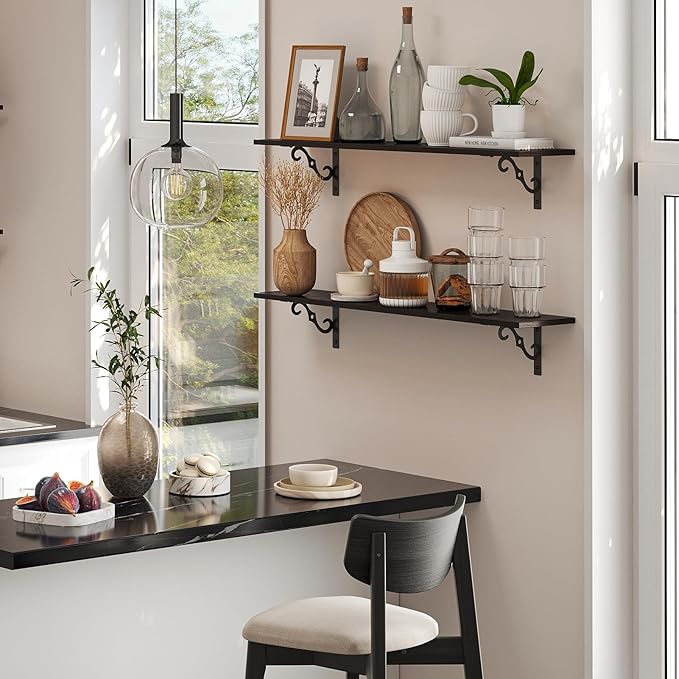 DINZI LVJ Long Wall Shelves, 23.6 Inch Large Floating Shelves Set of 2 - Image 2
